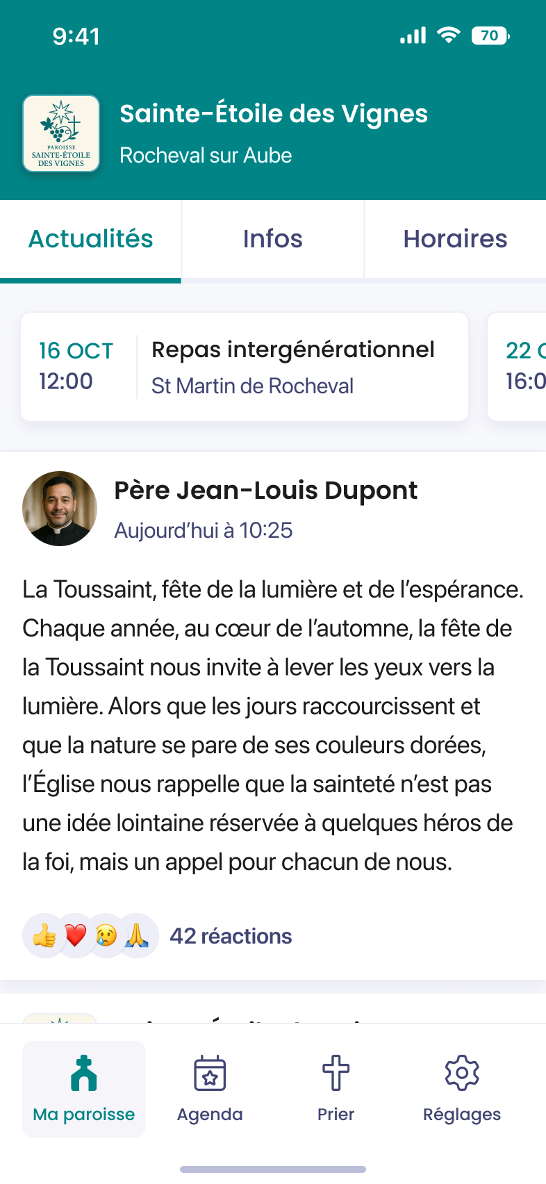 Écran d'accueil MaParoisse