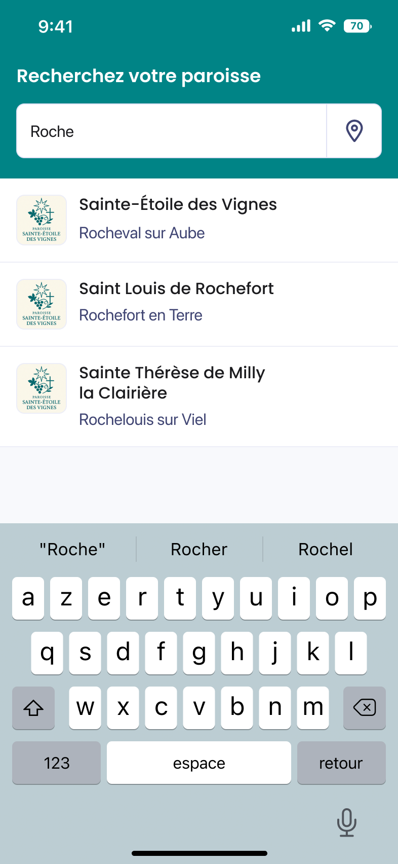 Recherche de paroisse